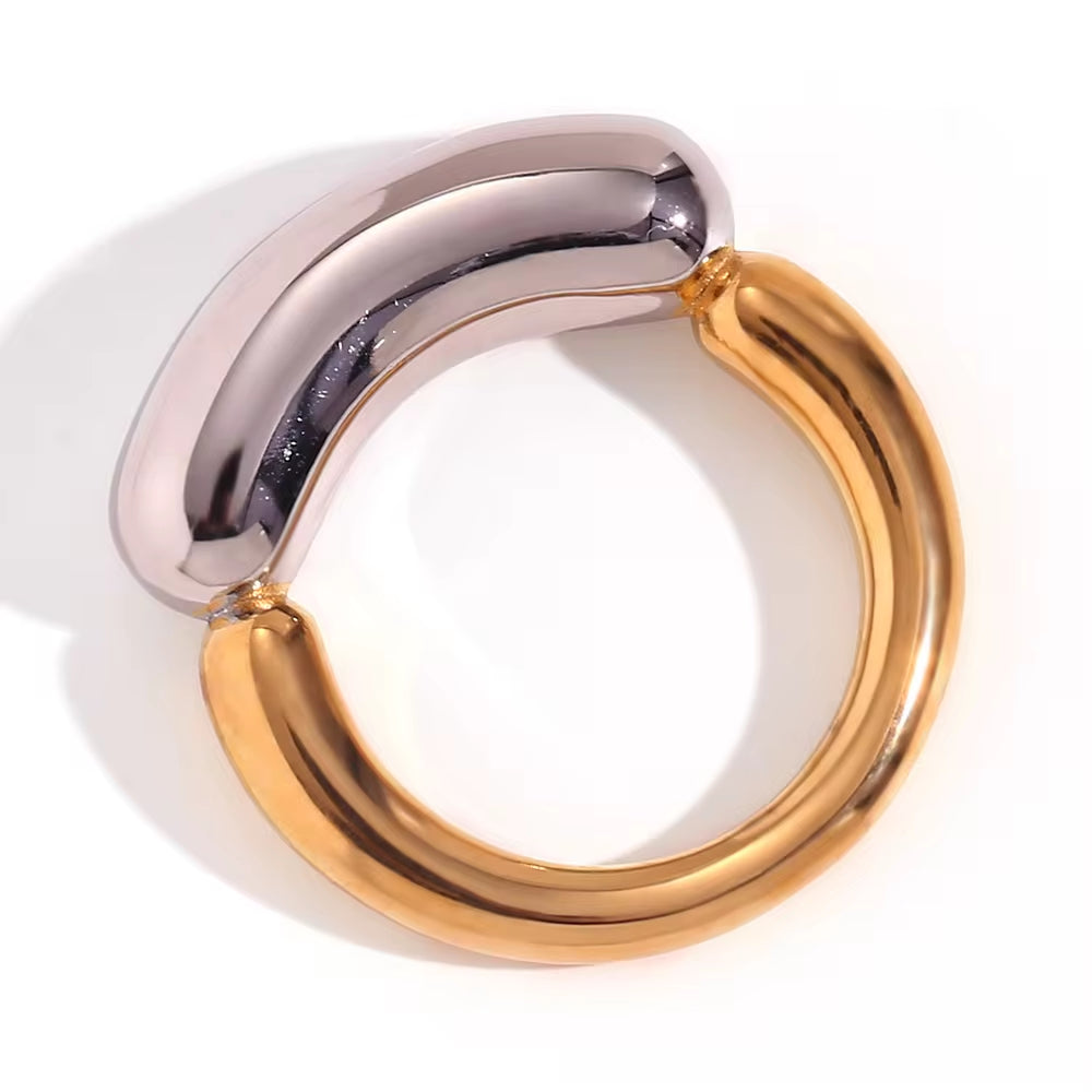 Chunky 18K Gold Plated Smile Ring Stainless Steel Statement Jewelry Fashion Jewelry Rings