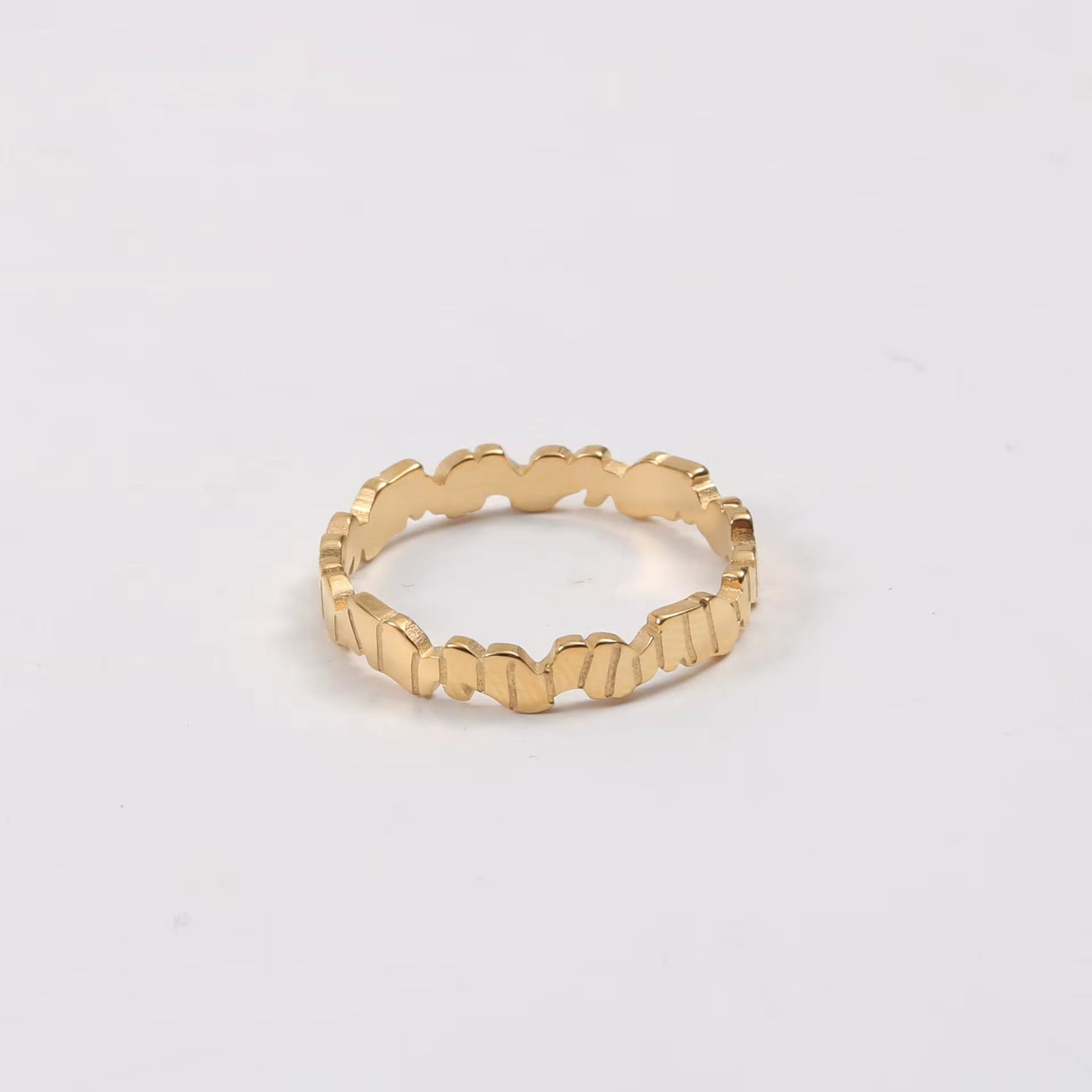 High End 18K Plain Gold Irregular Gold Block Rings Stainless Steel Chunky Rings