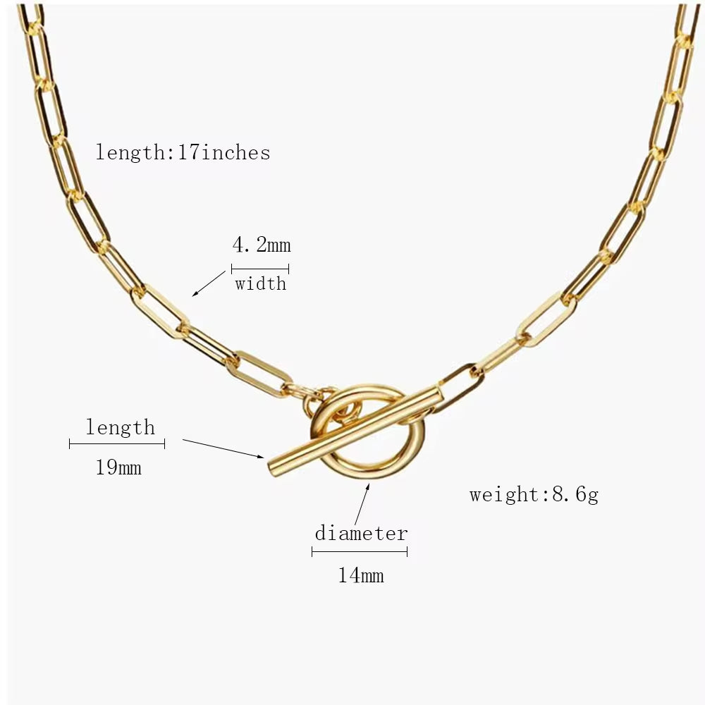 Waterproof Stainless Steel Thick Chain Layers Bead Snake Paperclip Cuban Chain Choker Necklace