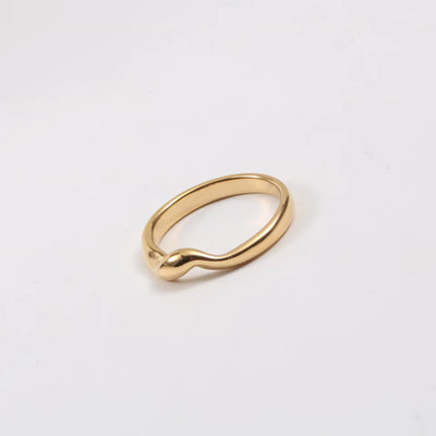 Tarnish Free 18K Gold Plated Stainless Steel Wave Twisted Rings Waterproof Jewelry