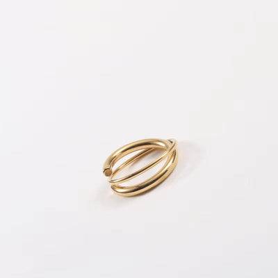 Handmade 18K PVD Gold Plated Stainless Steel Wire Layers Ring Ins Minimal Line Wrapped Rings