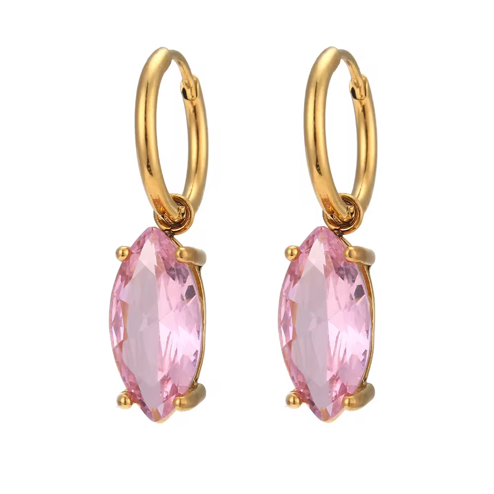 Luxury Zircon Earrings Set Gold Plated Party Jewelry Waterproof Stainless Steel Earrings Wholesale Bulk