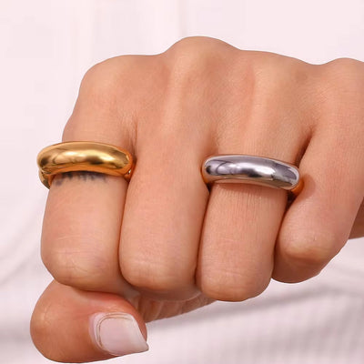 Chunky 18K Gold Plated Smile Ring Stainless Steel Statement Jewelry Fashion Jewelry Rings