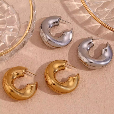 Hollow Irregular Hoop Earrings 18K Gold Plated Statement Jewelry Stainless Steel Christmas Gifts for Women