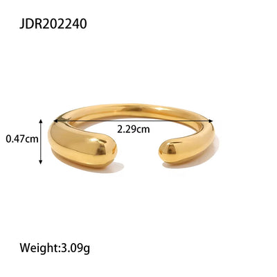 Dainty Irregular Waterdrop Style 18K Gold Plated Stainless Steel Opening Ring for Women