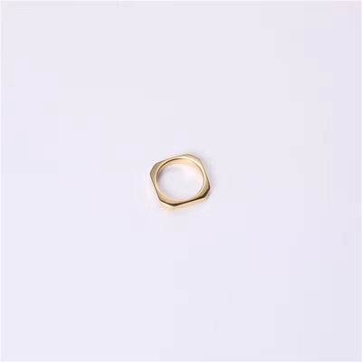 New Trendy Minimalist Non Tarnish 18K Gold Plated Stainless Steel Irregular Hexagon Square Rings Women