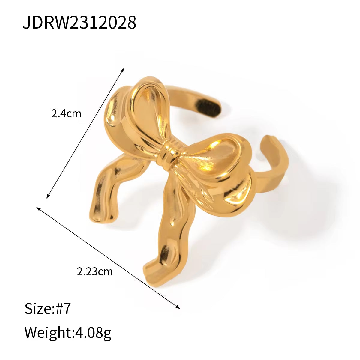 New Trend Bow Design Series Rings Gold Jewelry Stainless Steel Bow Pendant Necklace Earrings Sets