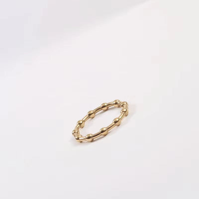 High End 18K Plain Gold Plated Lucky Beads Rings Stainless Steel Trendy Simple Ins Gold Plated Anxiety Jewelry