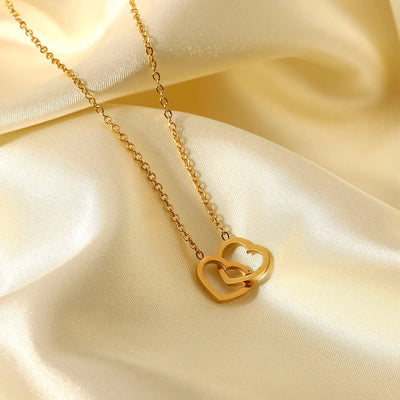 18K Gold Plated Stainless Steel Necklace Bracelet Pearl Shell Cubic Zircon Pendant Love Heart Earring Set