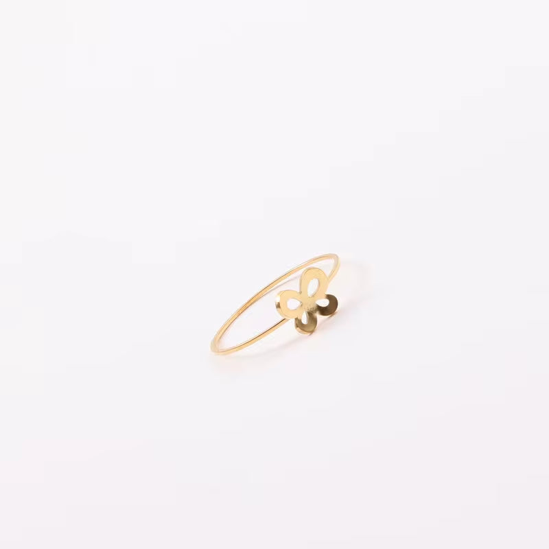 Waterproof 18K Gold Plated Stainless Steel Fine Butterfly Lines Rings for Women Ins Minimalist Handmade Jewelry