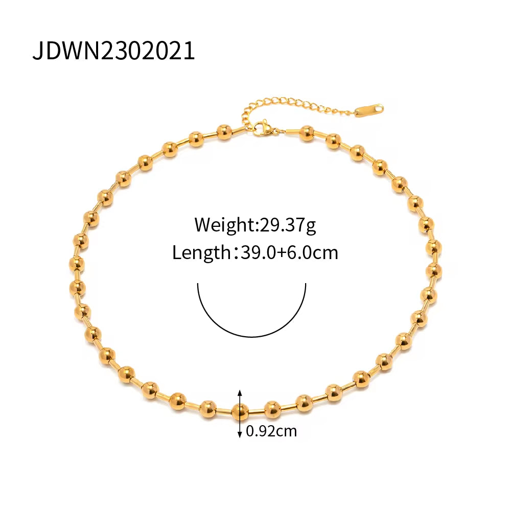 Waterproof Jewelry Heart Charm Stone Choker Gift Luxury round Ball Bead Chain Bracelet Necklace for Women