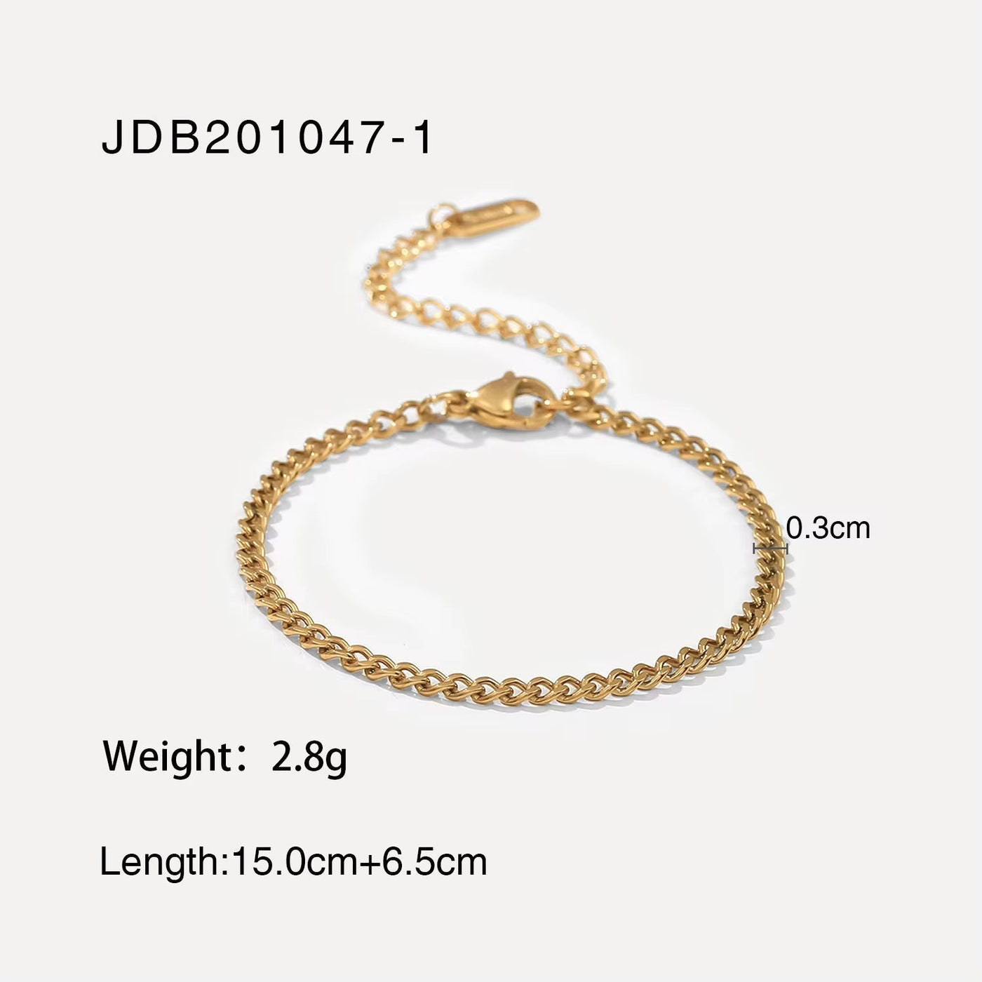 3Mm 6Mm 8Mm 12Mm Miami Cuban Chain Bracelet Punk Jewelry for Men Women 18K Gold Plated Stainless Chain Bracelet