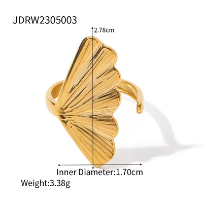 New Trendy 18K Gold Plating Ocean Style Stainless Steel Rings Set Scallop Shell Pendant Necklace for Women