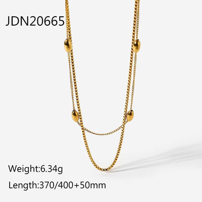 Waterproof Stainless Steel Thick Chain Layers Bead Snake Paperclip Cuban Chain Choker Necklace