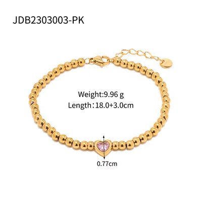 Waterproof Jewelry Heart Charm Stone Choker Gift Luxury round Ball Bead Chain Bracelet Necklace for Women