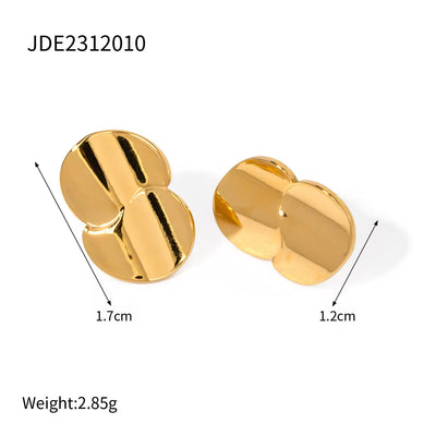 Jewelry High Polish 18K Gold Plated Stainless Steel Smooth Rectangular Big round Chunky Earring