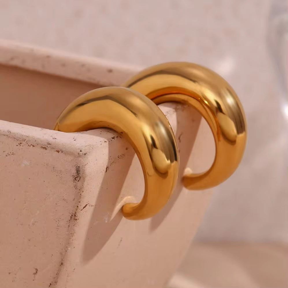 New Arrival Hollow Hoop Earrings Gold Plated Jewelry Stainless Steel Gold Hoop Earrings