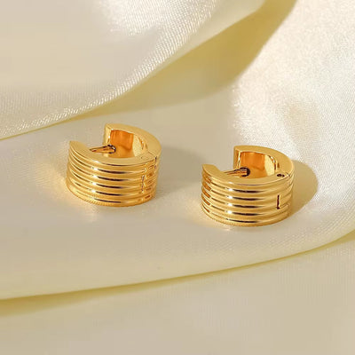 Ins Wide Rib Multi-Layer Ear Clip Stainless Steel 18K Pvd Gold Plated Party Gift Jewelry Earrings