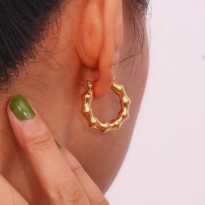 Exaggerated Hollow Stainless Steel Hoop Earring 18K Gold Plated Statement Earrings Jewelry Making Supplies