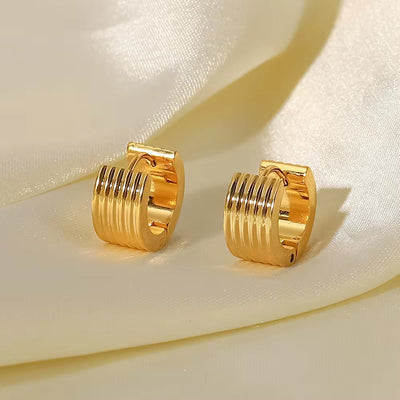 Ins Wide Rib Multi-Layer Ear Clip Stainless Steel 18K Pvd Gold Plated Party Gift Jewelry Earrings