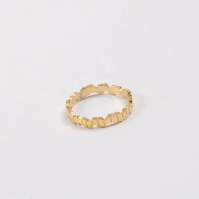 High End 18K Plain Gold Irregular Gold Block Rings Stainless Steel Chunky Rings