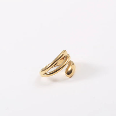 New Trendy 18K Gold Plated Stainless Steel Irregular Geometric Hug Rings Three Layers Chunky Rings for Women