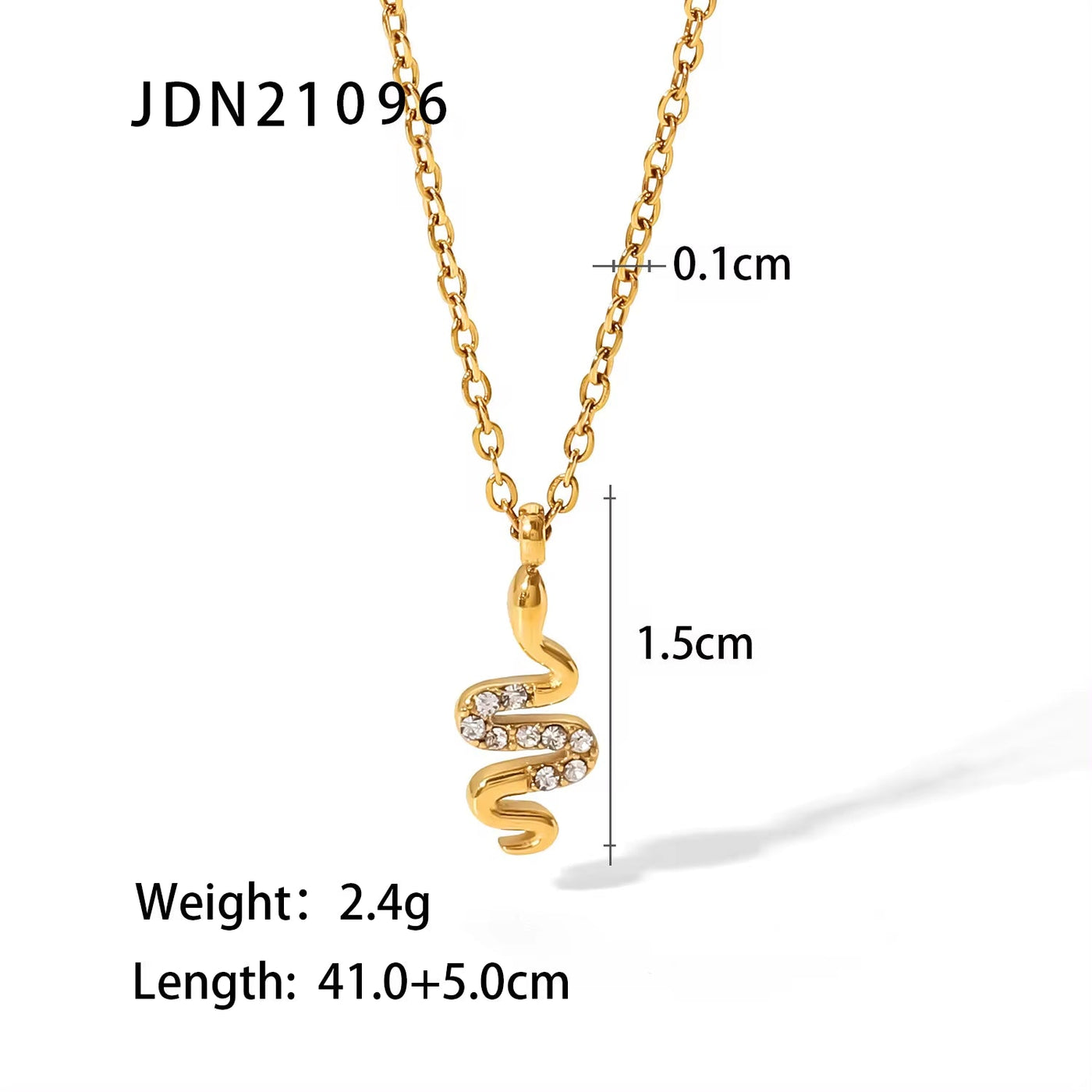 Dainty 18K Pvd Gold Plated Inlaid Zircon Snake Pendant Necklace Stainless Steel Jewelry Chain Necklace for Women