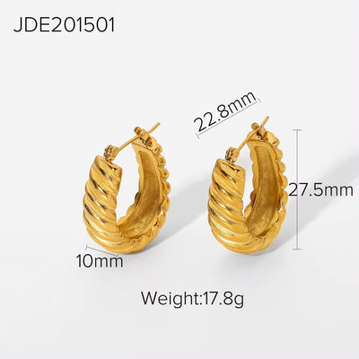 Chunky Twist Hoop Earrings Stud 18K Gold Plated Stainless Steel Statement Hoop Earring Jewelry Sets for Women