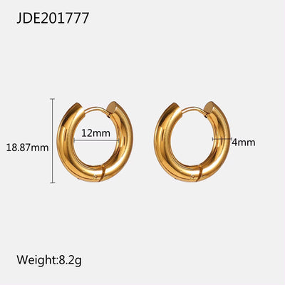 Hypoallergenic Heart Geometric C 18K PVD Gold Plated 316L Stainless Steel Chunky Hollowed Statement Earrings