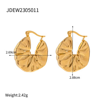 Low Key Luxury Gold Plated Earrings 18K Stainless Steel Jewelry Hammered Texture Stud Earrings Set