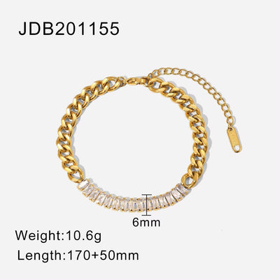 18K Gold Plated Stainless Steel Link Chain Paperclip Jewelry Waterproof Bracelets Punk Chunky Bracelet for Men Women