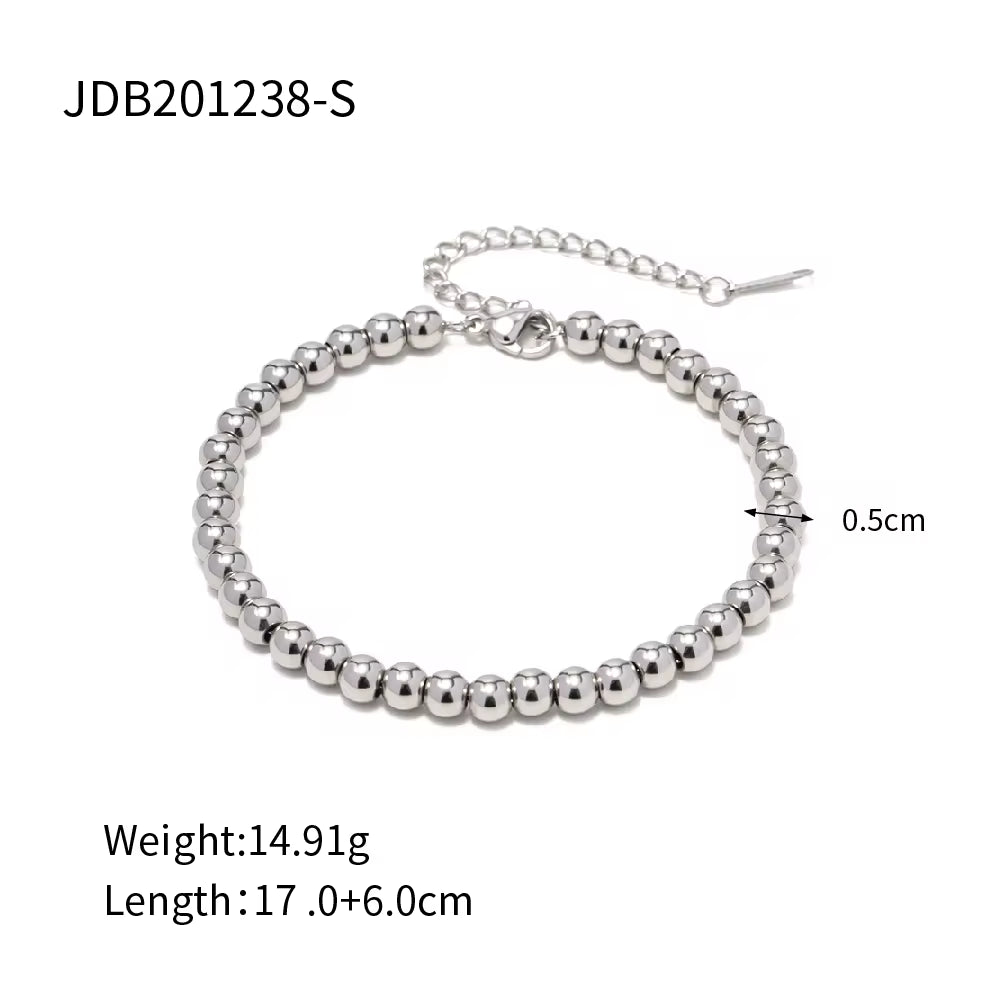 Waterproof Jewelry Heart Charm Stone Choker Gift Luxury round Ball Bead Chain Bracelet Necklace for Women