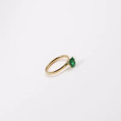 Tarnish Free & Waterproof 18K Gold Plated Emerald Ring for Women Stainless Steel Jewelry