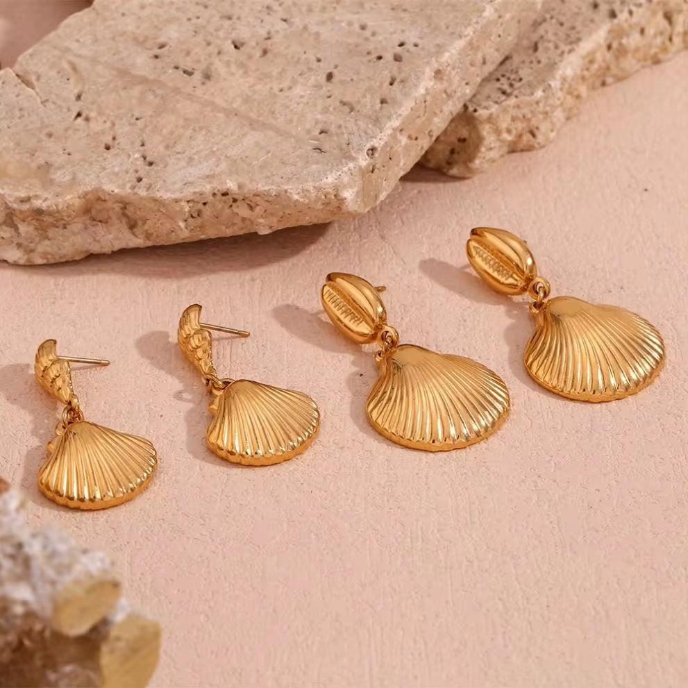 Shell Drop Earrings Gold Plated Stainless Steel Jewelry Tarnish Free Jewelry Christmas Gifts for Women