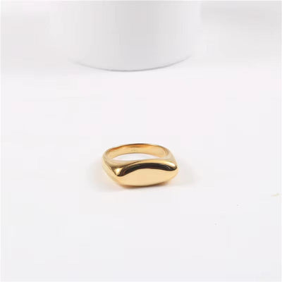 Minimalist Stainless Steel Fashion Finger Ring Non Tarnish Water Proof Jewelry Concave Flat Strip Geometric Rings