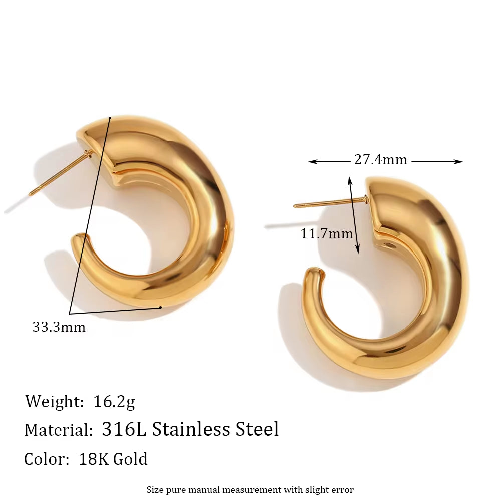 New Arrival Hollow Hoop Earrings Gold Plated Jewelry Stainless Steel Gold Hoop Earrings