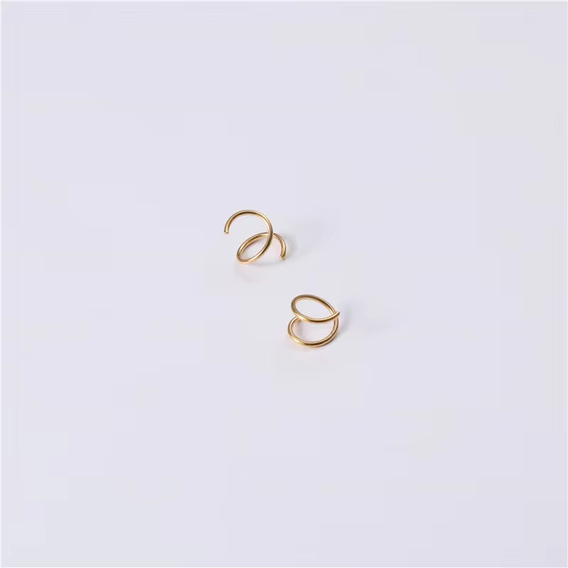 Handmade PVD 18K Gold Plated Spiral Gradient Linellae Earring Stainless Steel Wire Wrapped Jewelry