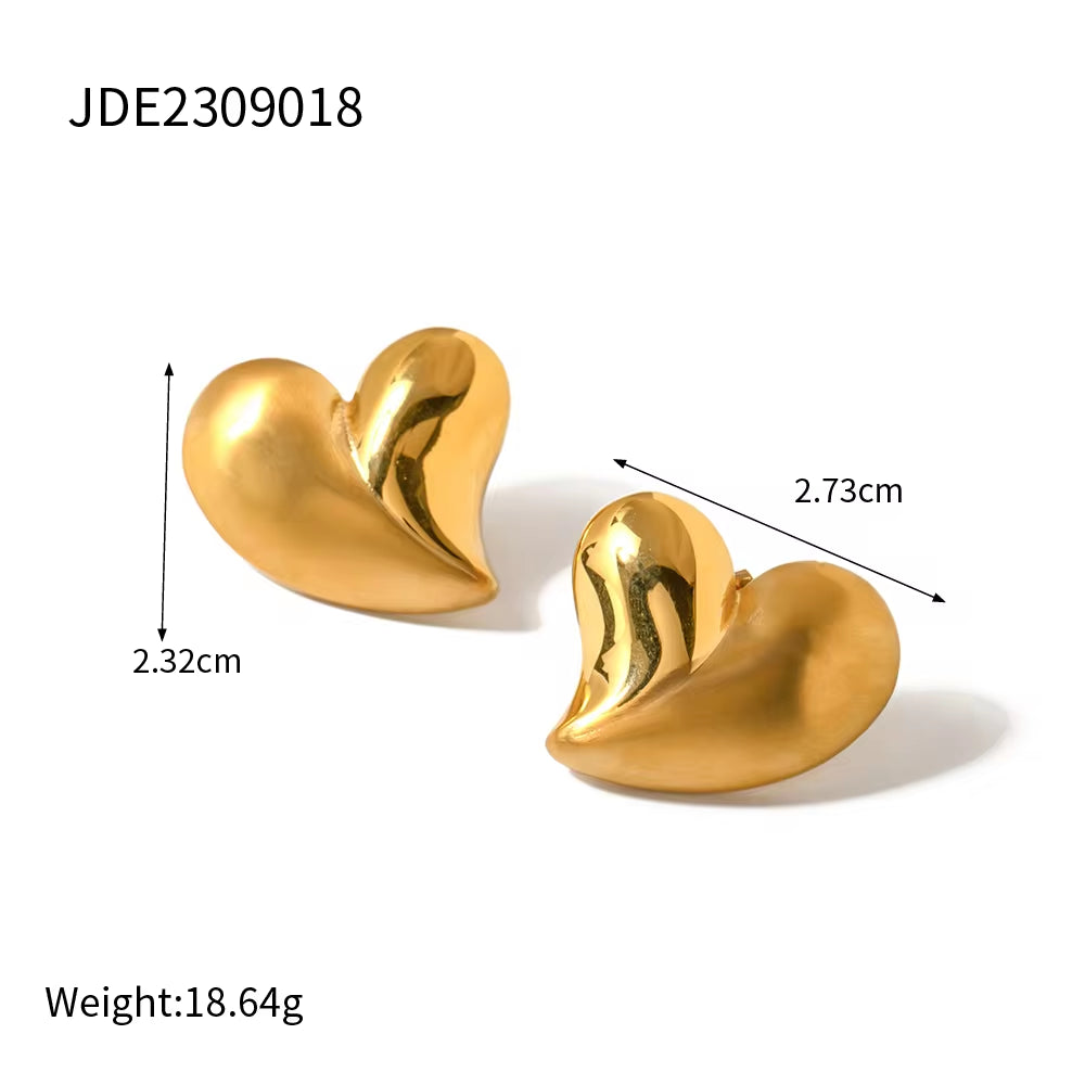 Chic Stainless Steel Jewelry Gold Plated Earrings 18K Brushed Hollow Water Drop Stud Earrings Set