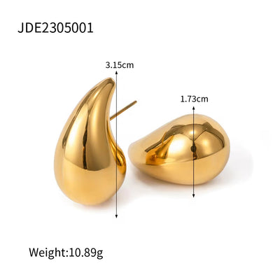 2023 Hot Hollow Water Drop Earring 18K PVD Gold Plated Stainless Steel Teardrop Stud Earring for Women