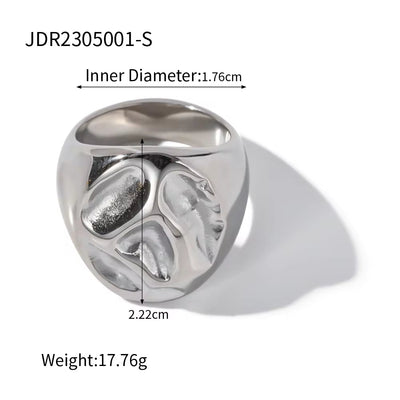 Jewelry Chunky Hammer Rings Earring 18K PVD Gold Plated Stainless Steel Waterproof Irregular Ring Jewelry for Women