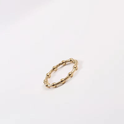 High End 18K Plain Gold Plated Lucky Beads Rings Stainless Steel Trendy Simple Ins Gold Plated Anxiety Jewelry