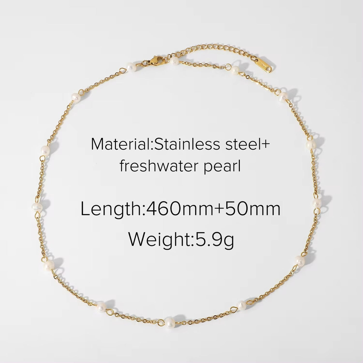 Minimalist 18K Gold Plated Charm Small Pearl Necklace Stainless Steel Interval Mini Pearls Necklace