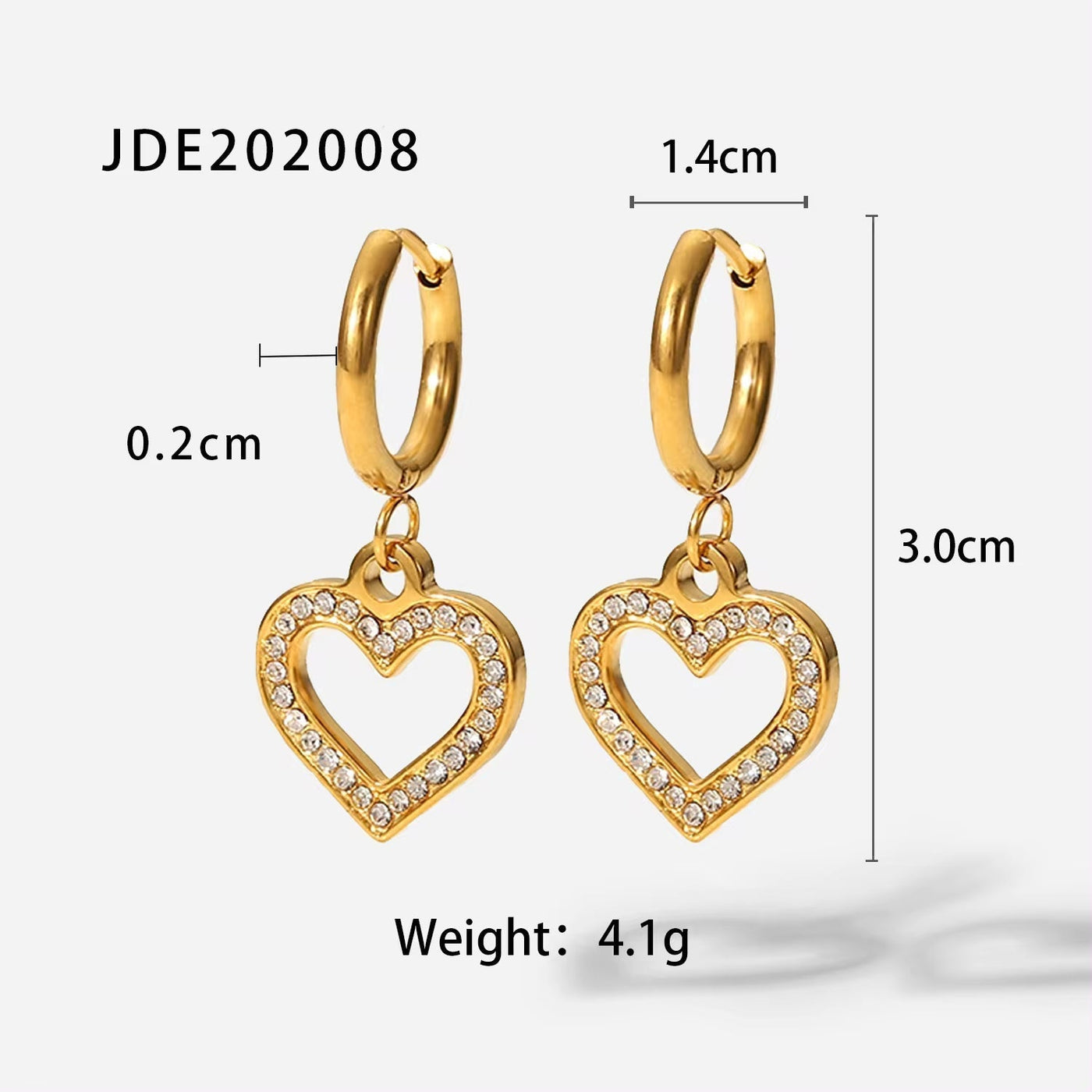 18K Zircon Love Heart Series Hoop Earrings Stainless Steel Romantic Gift Jewelry Pearl Pendant Earrings for Women