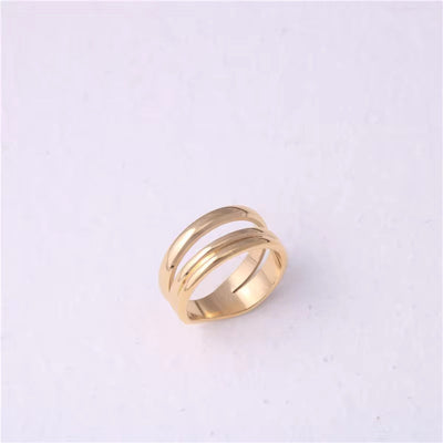 Non Tarnish Stainless Steel Plated 18K Gold Plated Three 3 Layer Ring for Women