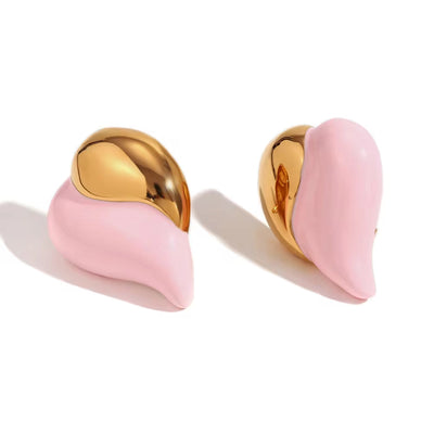 Summer 2024 Y2K Jewelry Colorful Enamel Heart Jewelry Gold Plated Earrings Stainless Steel Gift Ideas