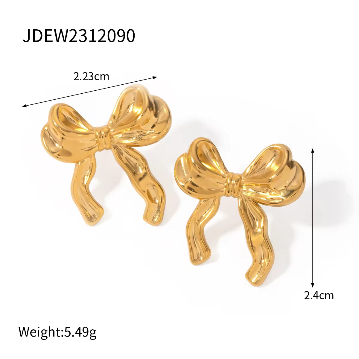 New Trend Bow Design Series Rings Gold Jewelry Stainless Steel Bow Pendant Necklace Earrings Sets