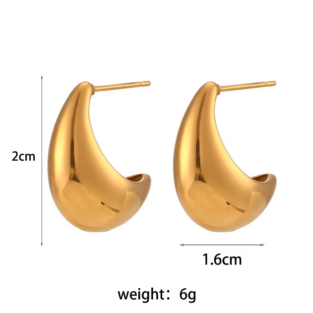 Drop Shipping Hollow Gold Plated Boat Shape Stud Earring Tarnish Free Stainless Steel Jewelry Earings Women