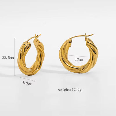 Chunky Twist Hoop Earrings Stud 18K Gold Plated Stainless Steel Statement Hoop Earring Jewelry Sets for Women