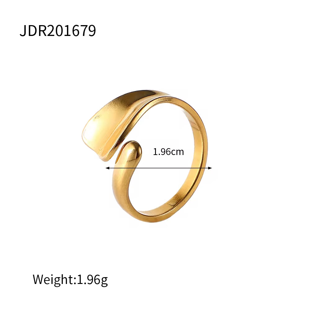 Simple Stainless Steel 18K Gold Plated Adjustable Rings Finger Jewelry Irregular Geometric Chunky Rings for Women Accessories