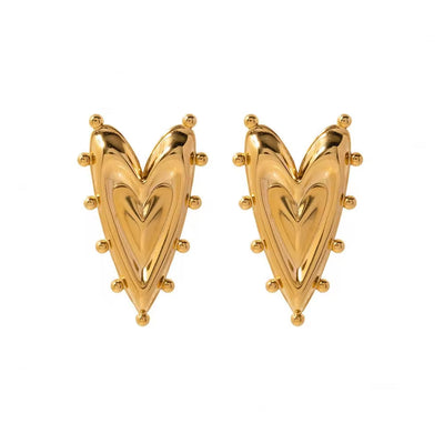 Designer 18K Gold Plated Jewelry Earrings Popular Waterproof Layers Heart Shape Stud Earrings